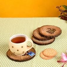 Coaster Round Wooden Handcrafted With Tribal Art-3