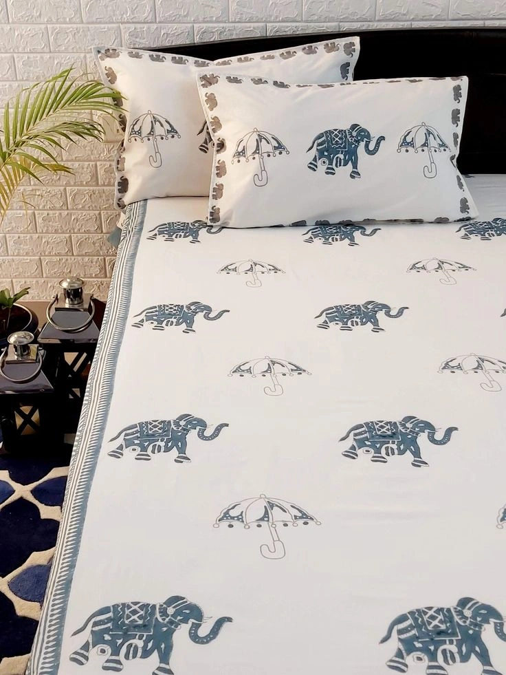 Elephant Design Rajasthani Cotton Bedsheet,jaipuri-3