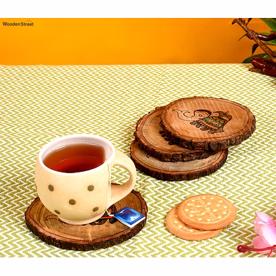 coaster round wooden handcrafted with tribal art