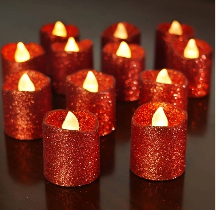 Decorative sparkel candles wine red coloure-SQ-DL03