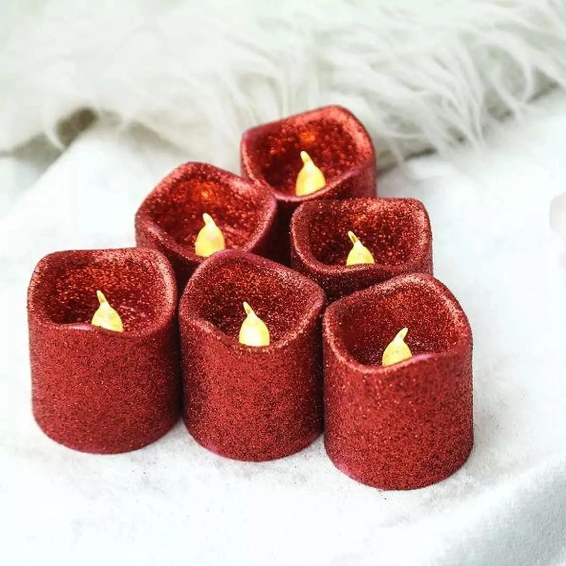 Decorative sparkel candles wine red coloure-3