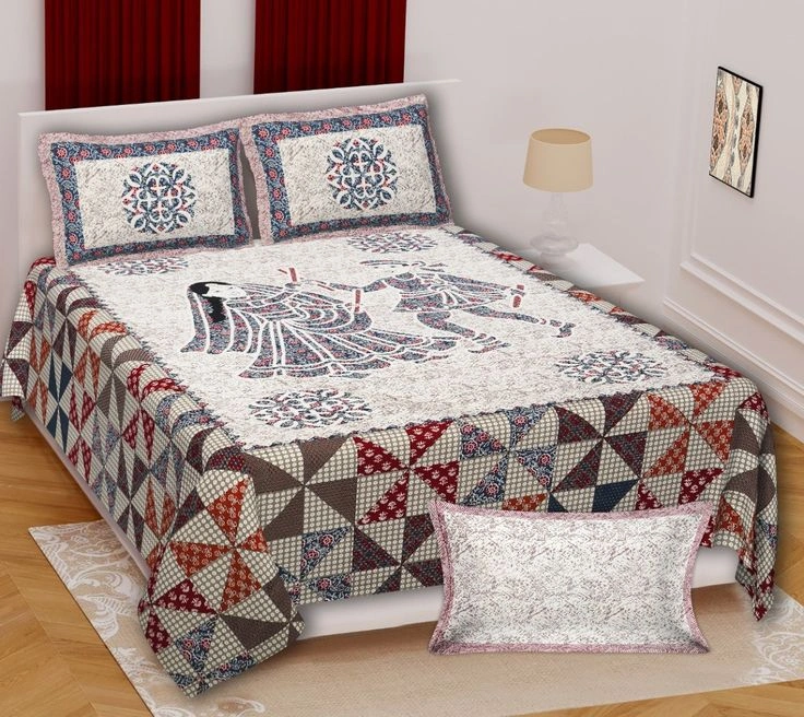 Rajasthani Jaipuri Barmeri Bedsheet with 2 Pillow Covers. Bed sheets Can Keep You Cool In Summer And Warm In Winter.-2