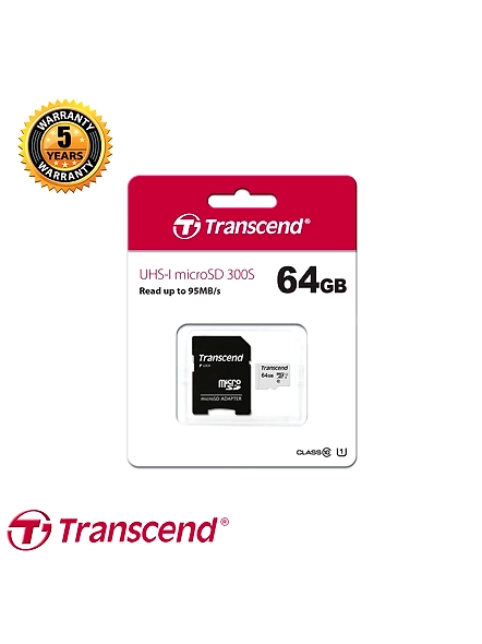 Transcend 64GB 300S UHS-I microSDXC Memory Card with SD Adapter