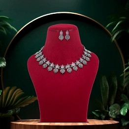 Anassa Pink stone devi coin flower Necklace Set Oxidised