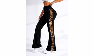 Latest Street Fashion Women's Stretchable High Waist Leopard Side Stripes Flared Bootcut Pants Palazzo for Casual & Activewear