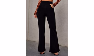 Latest Street Fashion  High Waist Slant Pocket Flare Leg Pants Palazzo