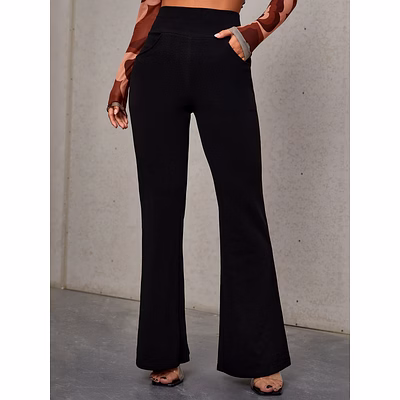 latest street fashion high waist slant pocket flare leg pants palazzo