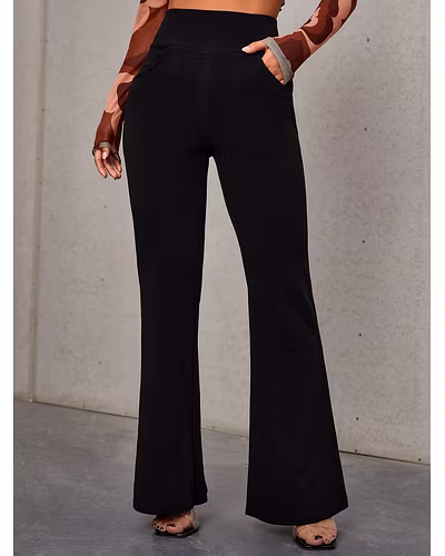 Latest Street Fashion  High Waist Slant Pocket Flare Leg Pants Palazzo-147_pocket_palazzo_black-S