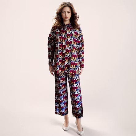 Latest Street Fashion Golden Shimmer  Letter  Co-ord Set