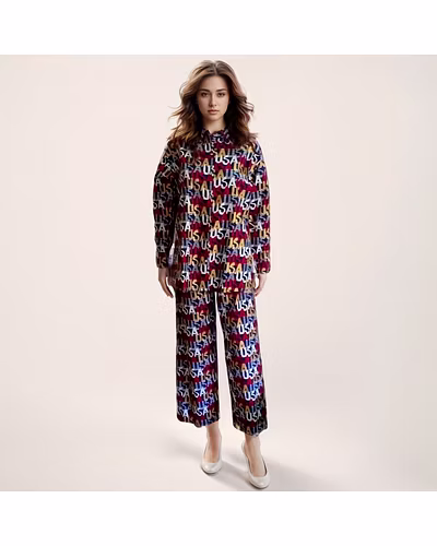 Latest Street Fashion Golden Shimmer  Letter  Co-ord Set-usa_letter_coset-XL
