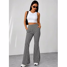 latest street fashion women's casual print blue and white high waist flare leg pants palazzo