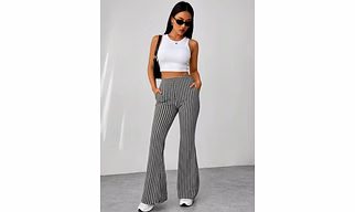 Latest Street Fashion Women's Casual Print Blue and White  High Waist Flare Leg Pants Palazzo