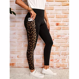 latest street fashiontiger print side panel pocket gym yoga daily wear track pants leggings