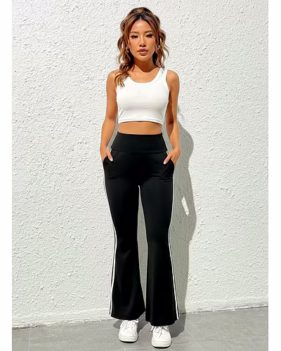 Latest Street Fashion Side Double Stripe Palazzo Pants-S-4
