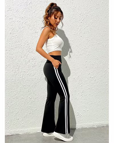Latest Street Fashion Side Double Stripe Palazzo Pants-S-1