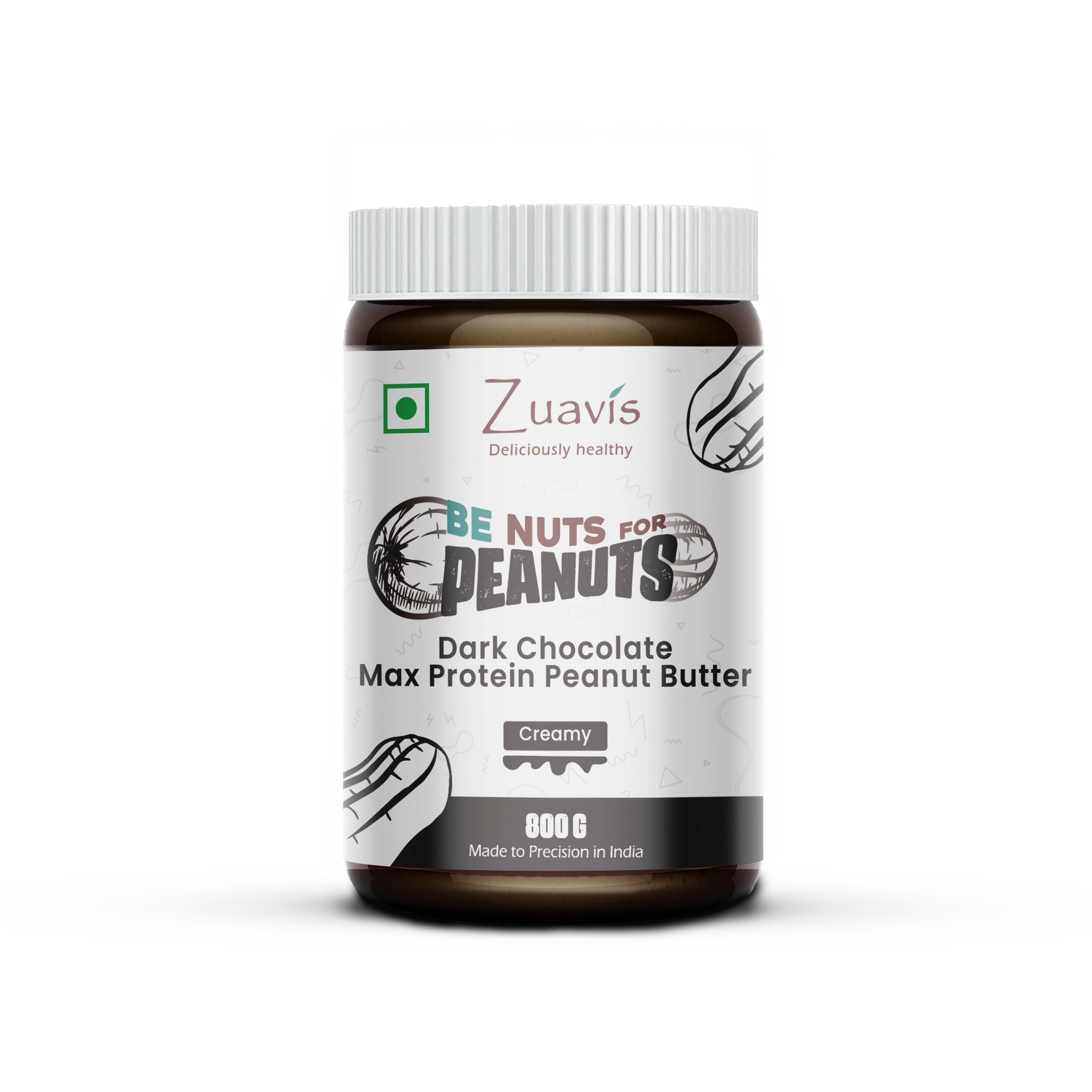 Zuavis Dark Chocolate Max Protein Peanut Butter: Unleash the Power of Indulgence and Nutrition 800g (Creamy)-1