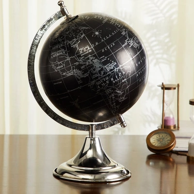 Aluminium Nickel World Globe - Black Ball Globe for Home Decor