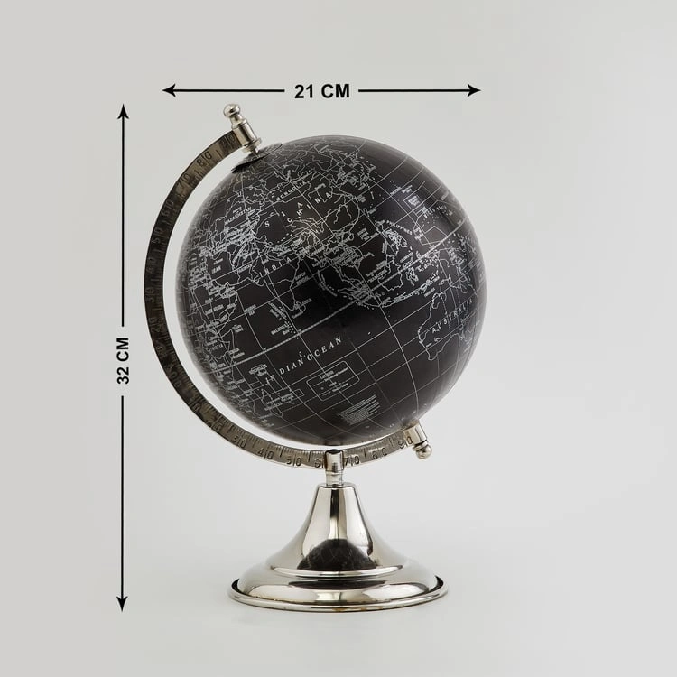 Aluminium Nickel World Globe - Black Ball Globe for Home Decor-1