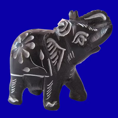 Black Hard Stone Elephant For Decor-12274364