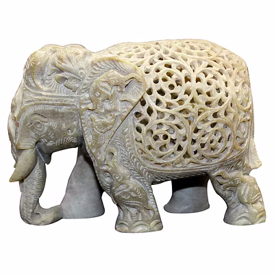 5&quot; X 7&quot; Hand Crafted Soapstone Pregnant Elephant Inside Baby Elephant Statue-12274250