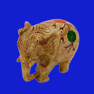 Soapstone Elephant With Inlay Work-12274254