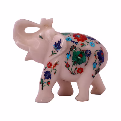 Decorative White Marble Elephant Figurine-12274268