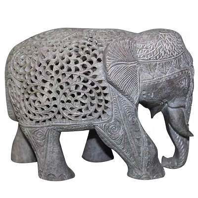 Beautiful Soap Stone Carving Elephant Filigree Work-12274272