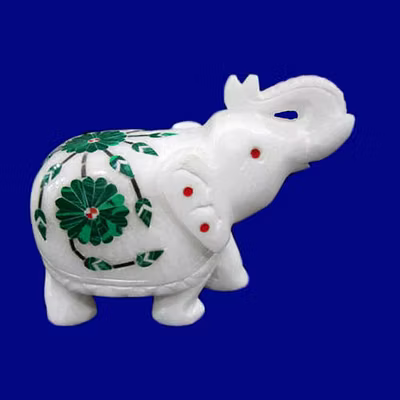 Marble Inlay Elephant Figurine-12274298