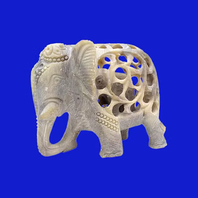 Soapstone Undercut Elephant Cutting Work Elephant-12274334