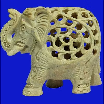 Soapstone Elephant Sculptures Undercut-12274336