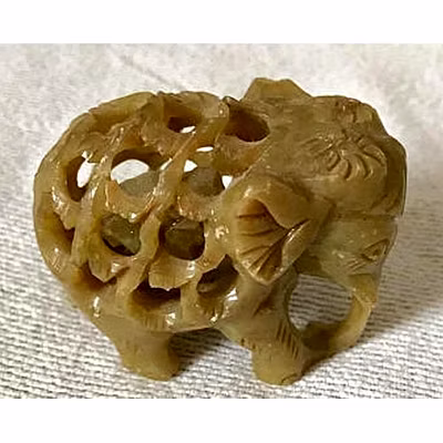 Soapstone Undercut Elephant Figures-12274340