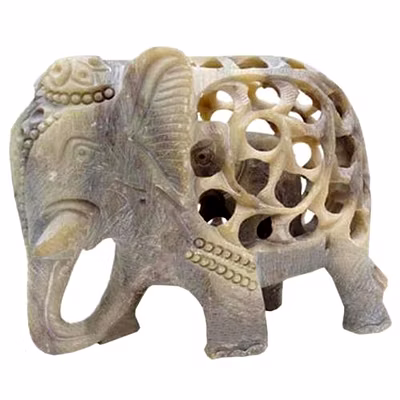 Soapstone Undercut Elephant Sculpture-12274342