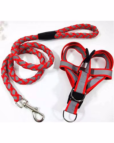 Nylon Padded Red adjustable Dog Harness Dog Leash Rope-12242458
