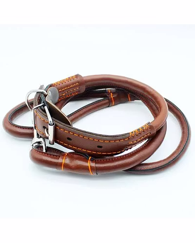 Classic Dog Collars Vintage Leather Up Pet Dog Tag Collar Leash Lead for Small Medium Dogs Pet Walking Leash Leads Set Puppy-12242912