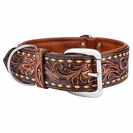printed leather dog collar