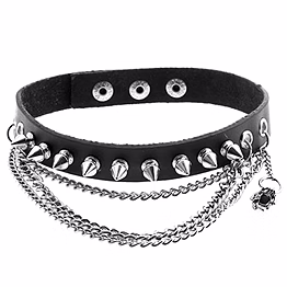 goth black leather dog collar