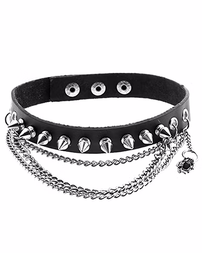 Goth Black Leather dog Collar-12247474