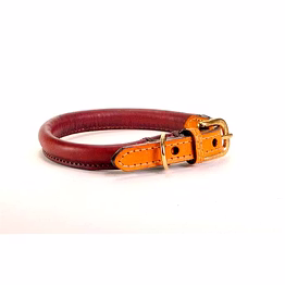 hand-stitched rolled leather dog collar