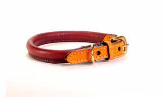 Hand-Stitched Rolled Leather Dog Collar