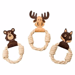 ethical pets dura-fused leather assorted animal rings dog toys