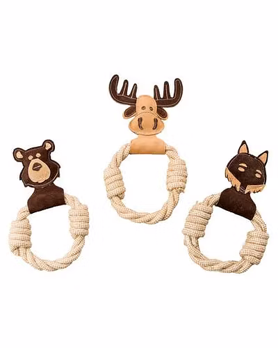 Ethical Pets Dura-Fused Leather Assorted Animal Rings Dog Toys-12247668