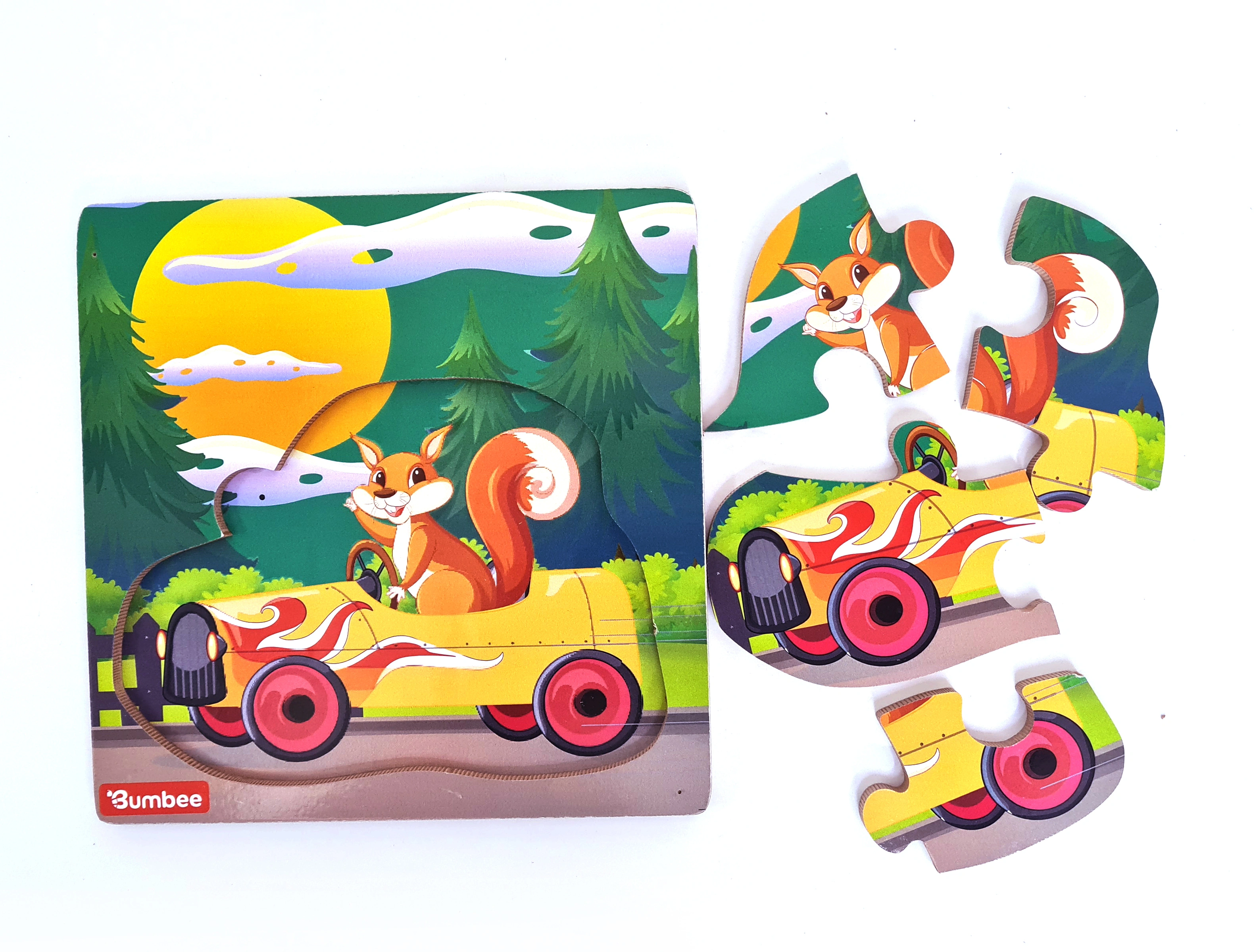 Bumbee | Wooden Board Puzzle (Set of 5)- Animal riding vehicle theme-5