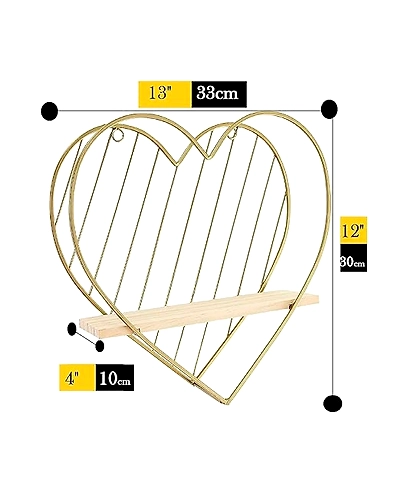 Gold Wall Shelf Metal Heart Floating Shelves-3