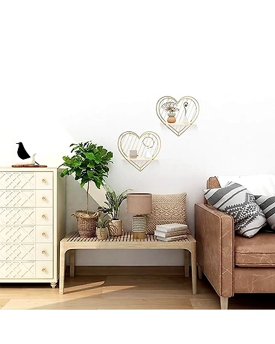 Gold Wall Shelf Metal Heart Floating Shelves-2