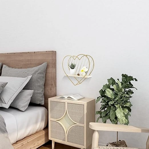 Gold Wall Shelf Metal Heart Floating Shelves-4