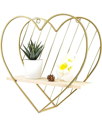 Gold Wall Shelf Metal Heart Floating Shelves-1