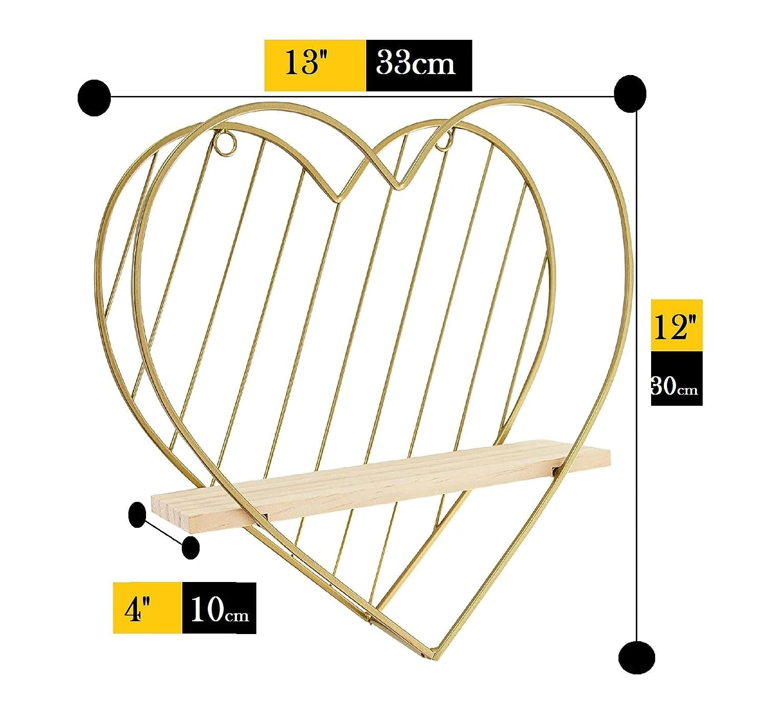 Gold Wall Shelf Metal Heart Floating Shelves-12263896