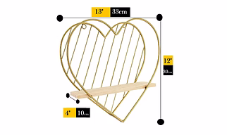 Gold Wall Shelf Metal Heart Floating Shelves