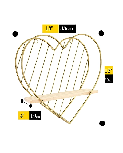 Gold Wall Shelf Metal Heart Floating Shelves-12263896