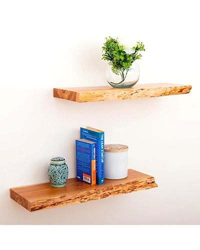 Live Edge Rustic Wood Floating Shelves-12645927